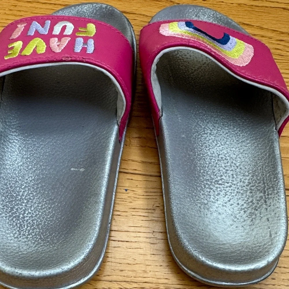 Hatley Pink and Silver Kids Slide Sandals - Picture 5 of 7